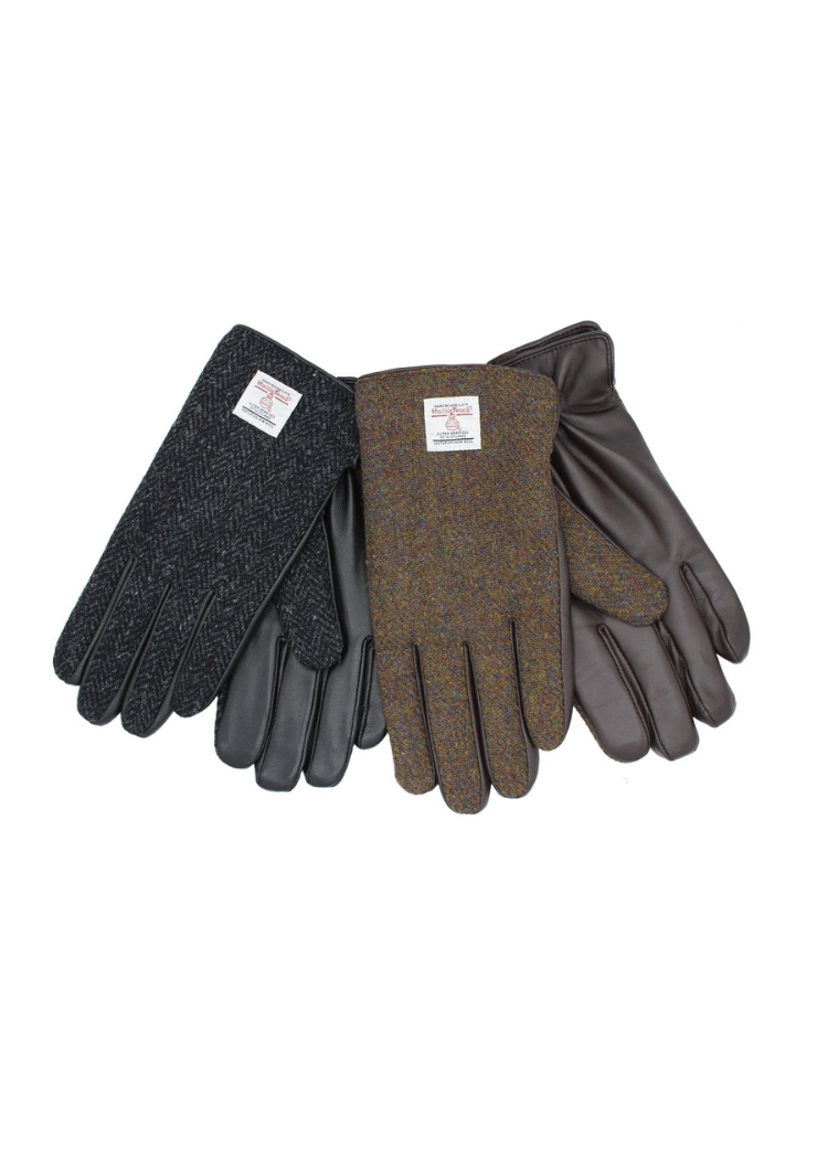 Harris Tweed And Leather Men's Gloves