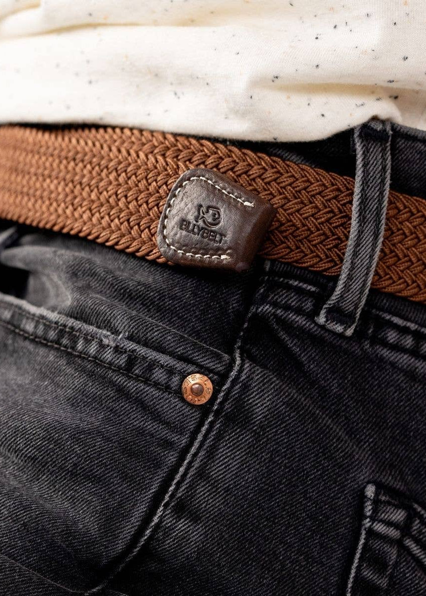 Camel Brown Elastic Braided Belt