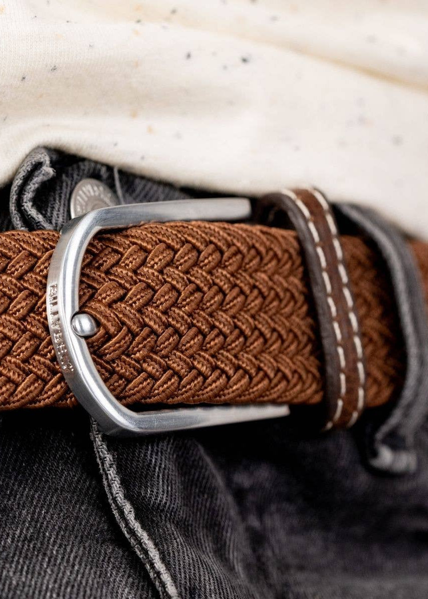 Camel Brown Elastic Braided Belt