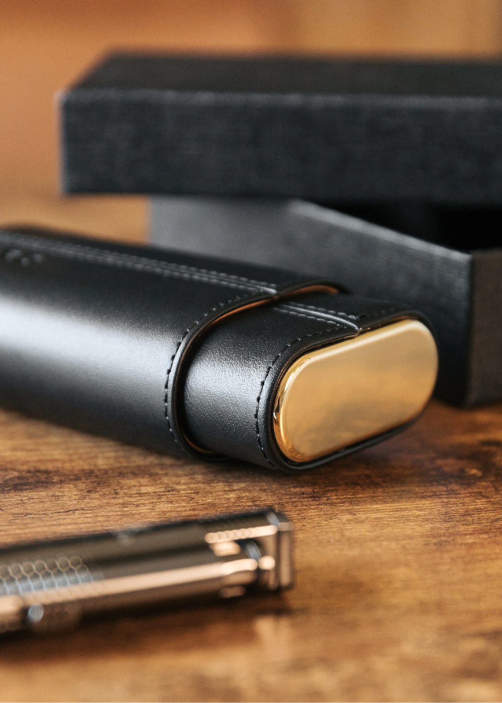 Black Three-Cigar Travel Case