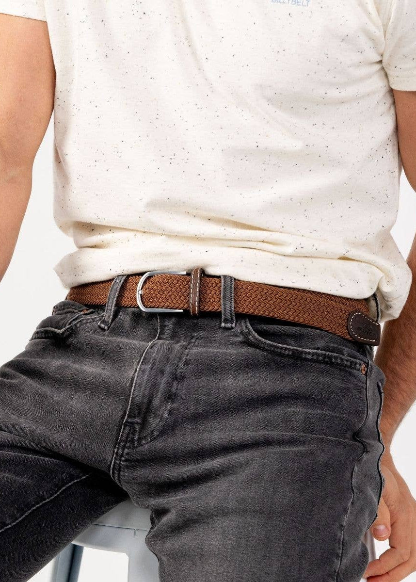 Camel Brown Elastic Braided Belt