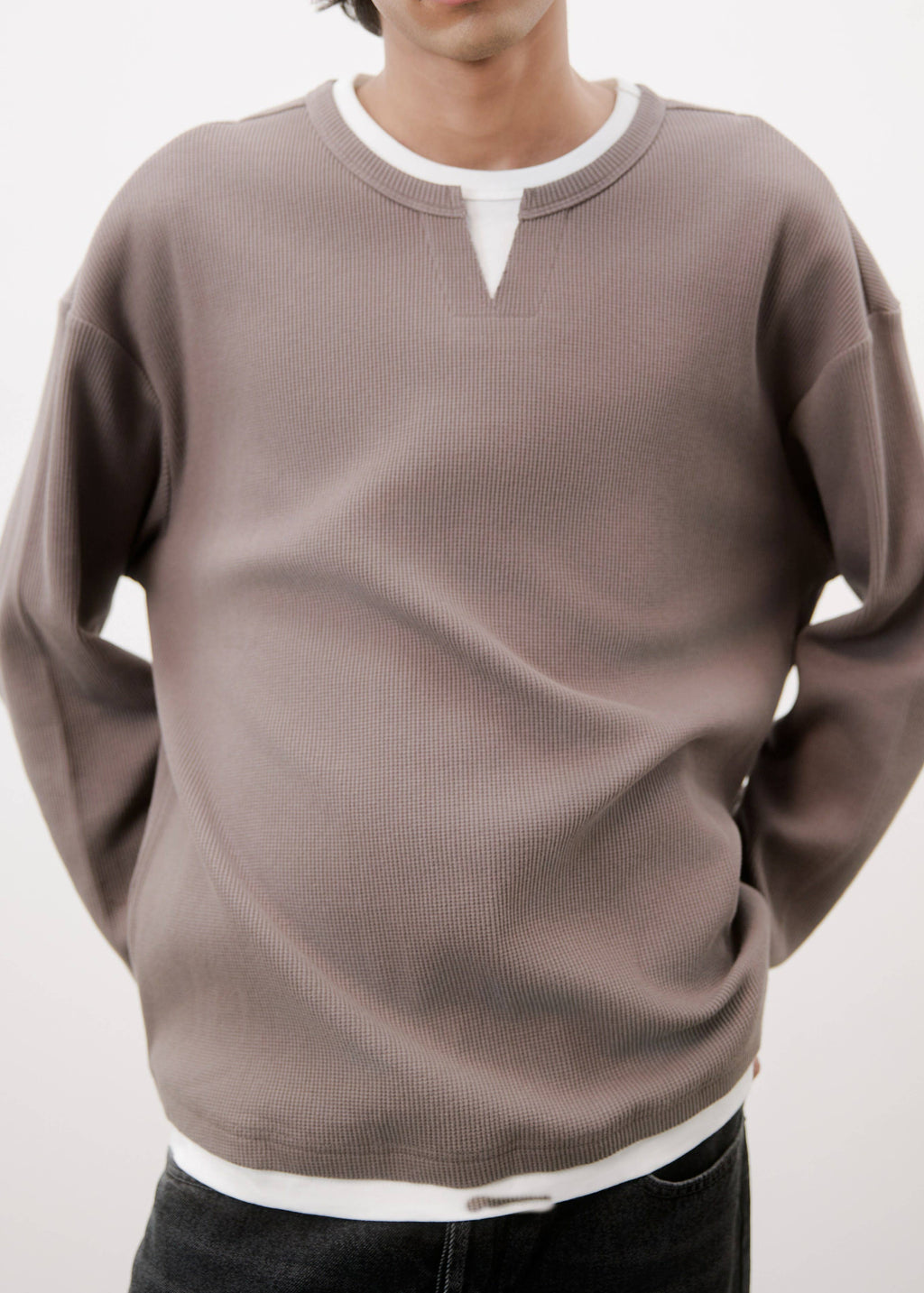Jonathan Layered Waffle Long Sleeve Top
