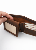 Genuine Leather Bifold Wallet with ID Window