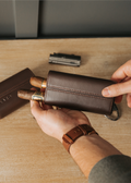 Cocoa Brown Three-Cigar Travel Case