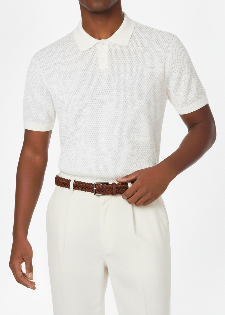 Hawk's Bay White Textured Polo Shirt