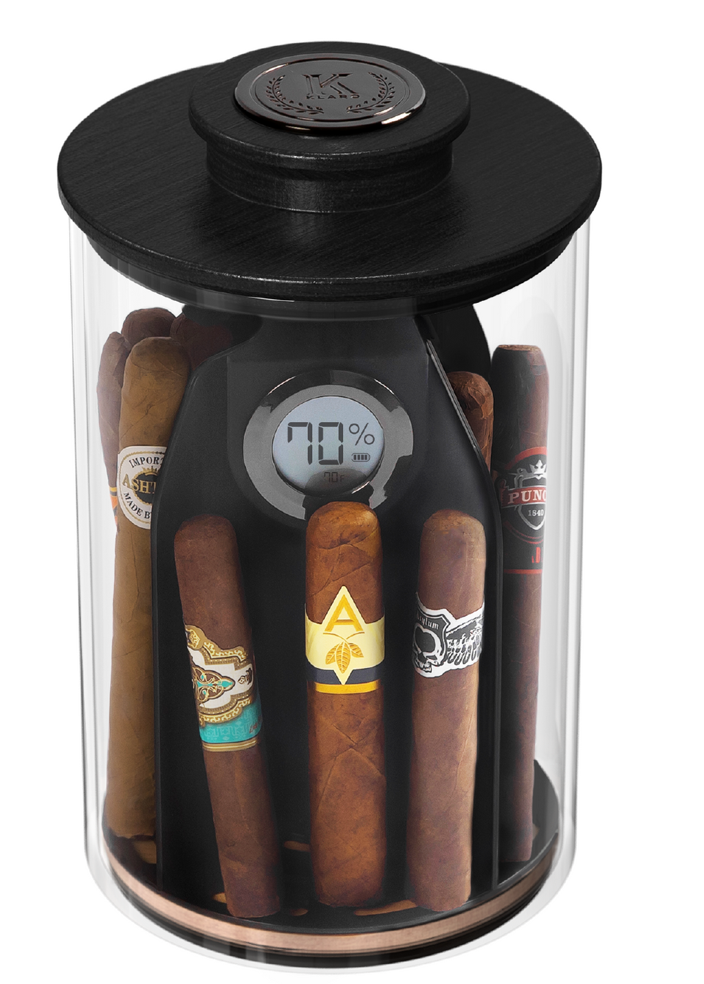 Cylindor Humidor with a Glass Jar & Ashwood Lid