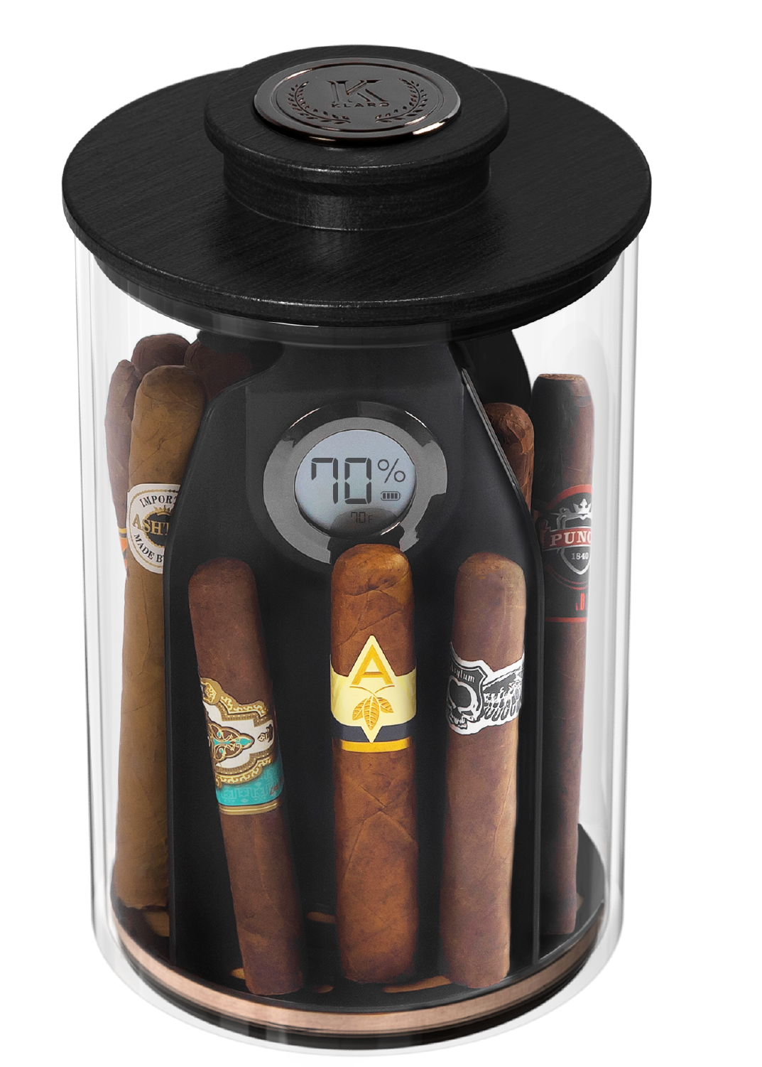 Cylindor Humidor with a Glass Jar & Ashwood Lid