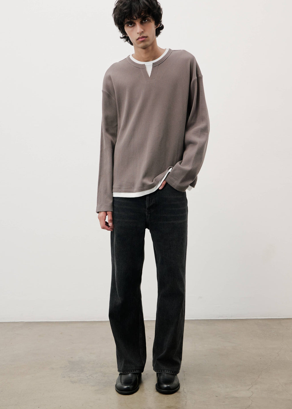 Jonathan Layered Waffle Long Sleeve Top