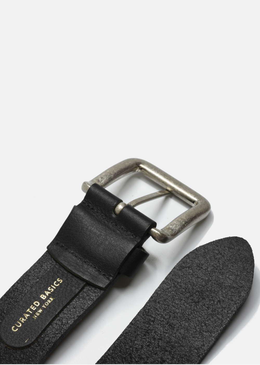 Wide Black Leather on Steel Buckle Belt