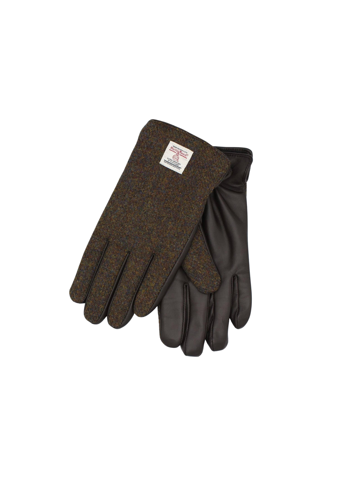 Walnut Grant Harris Tweed And Leather Gloves