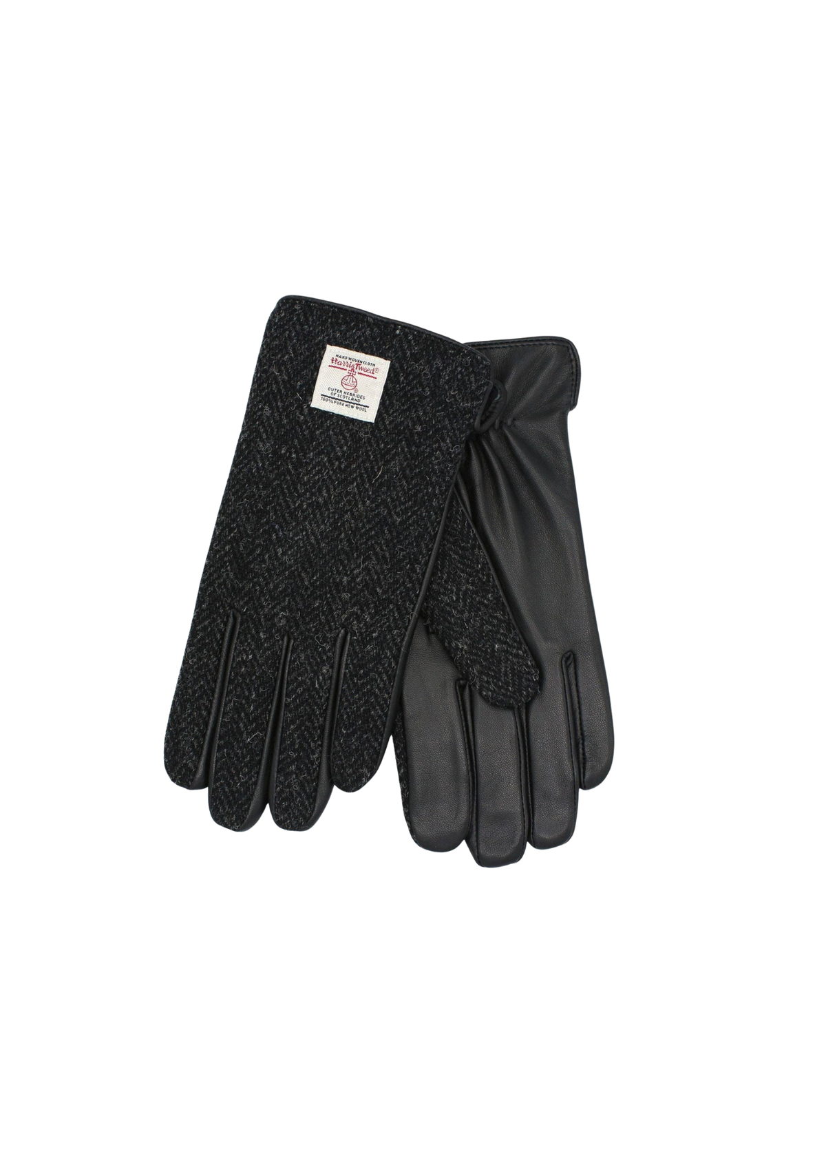 Charcoal Grant Harris Tweed And Leather Gloves
