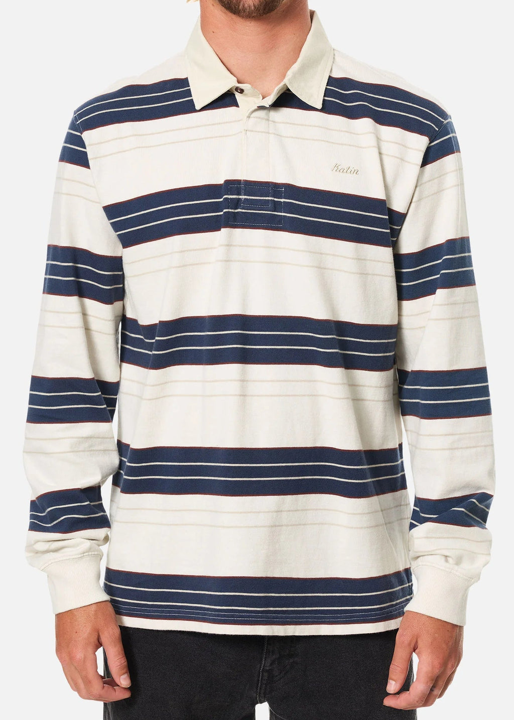 Blue Greg LS Rugby Polo