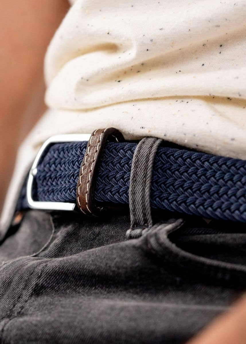 Slate Blue Elastic Braided Belt