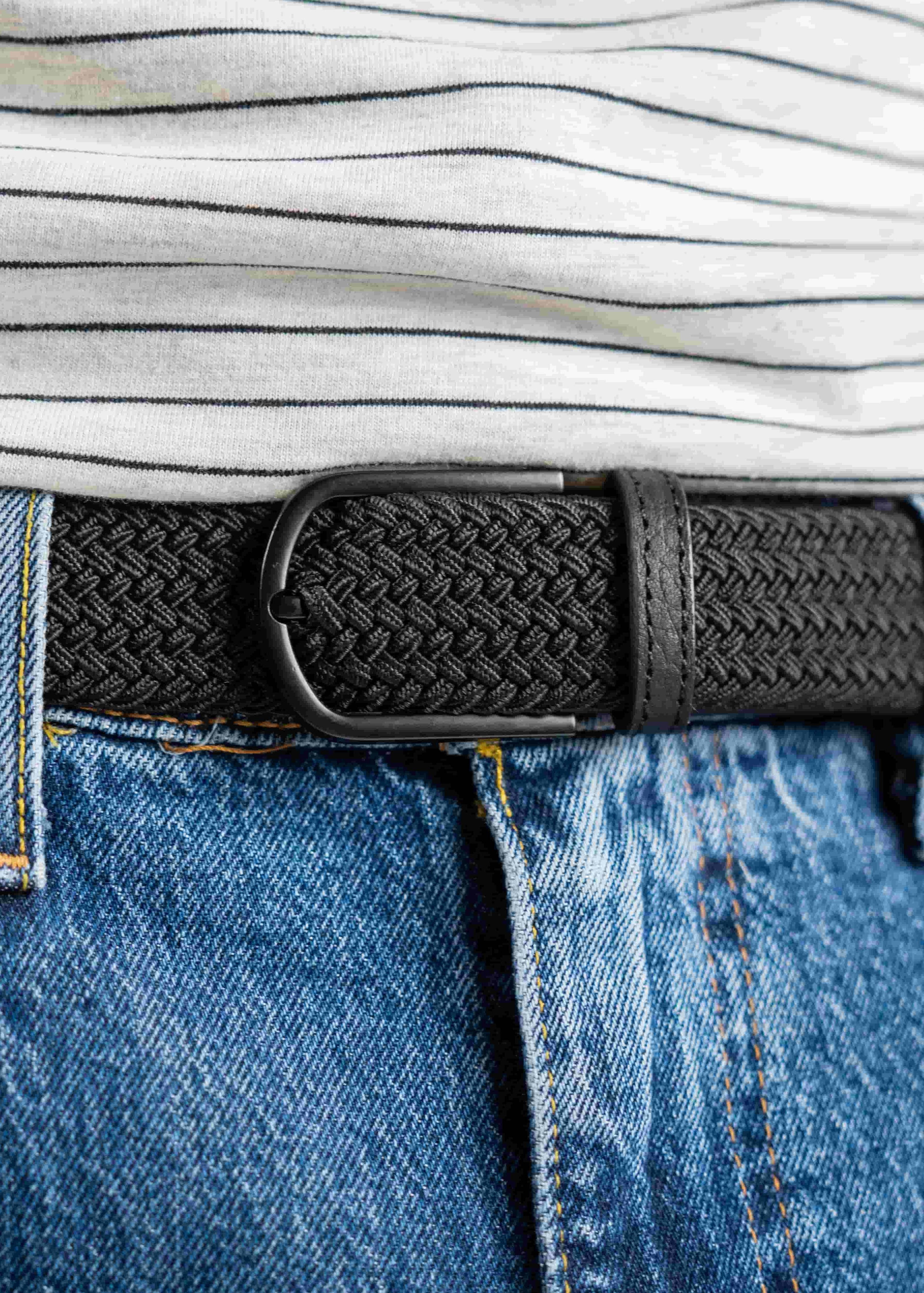All Black Elastic Braided Belt