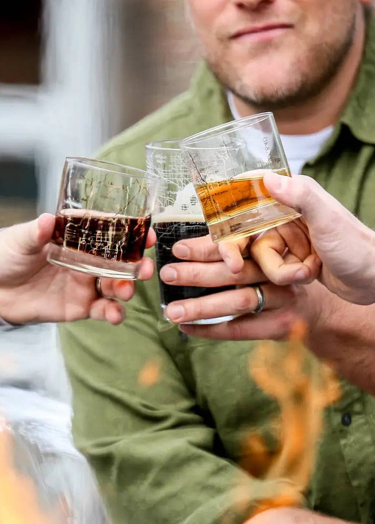 Detroit, MI Etched Whiskey Rocks Glass