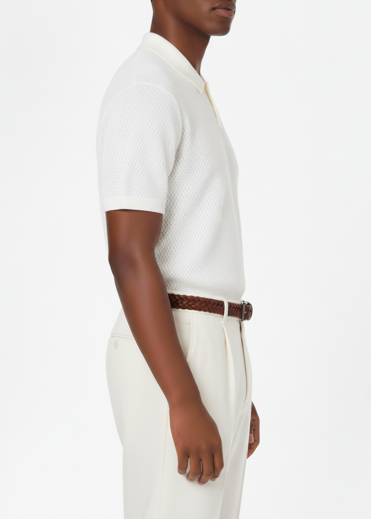 Hawk's Bay White Textured Polo Shirt
