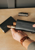 Black Three-Cigar Travel Case