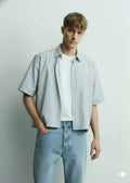 Blue Striped Boxy Fit Shirt
