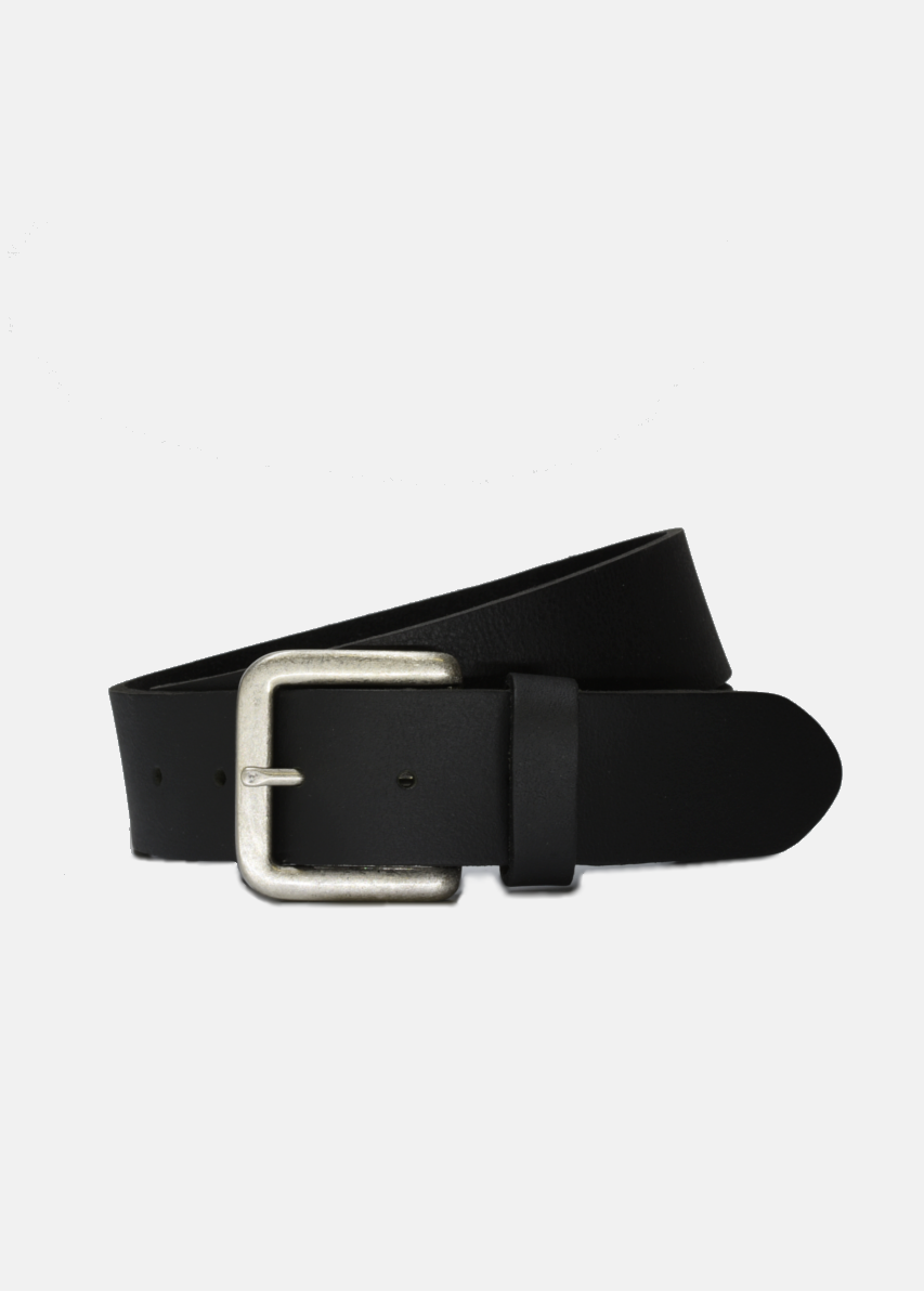 Wide Black Leather on Steel Buckle Belt