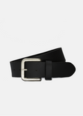Wide Black Leather on Steel Buckle Belt