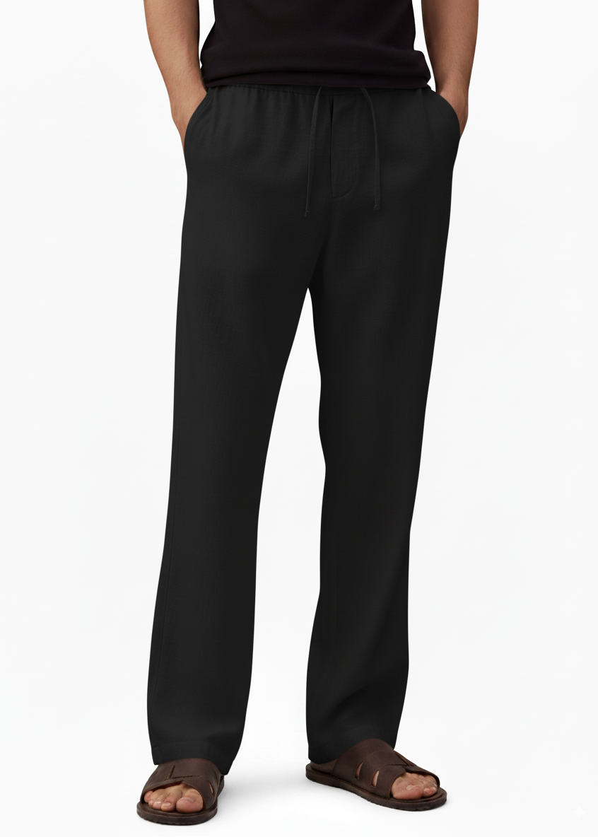 Hawk's Bay Black Linen Blend Pant